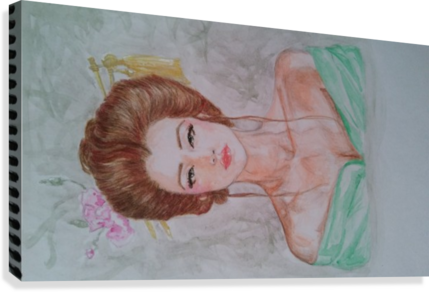 Moderna Geisha Watercolor 2 Canvas Print - Sketch (429x292), Png Download