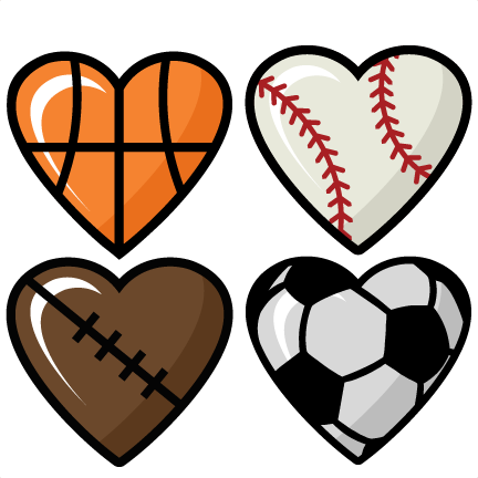 Sports Hearts Set Scrapbook Cut File Cute Clipart Files - Sports Heart Clipart (432x432), Png Download