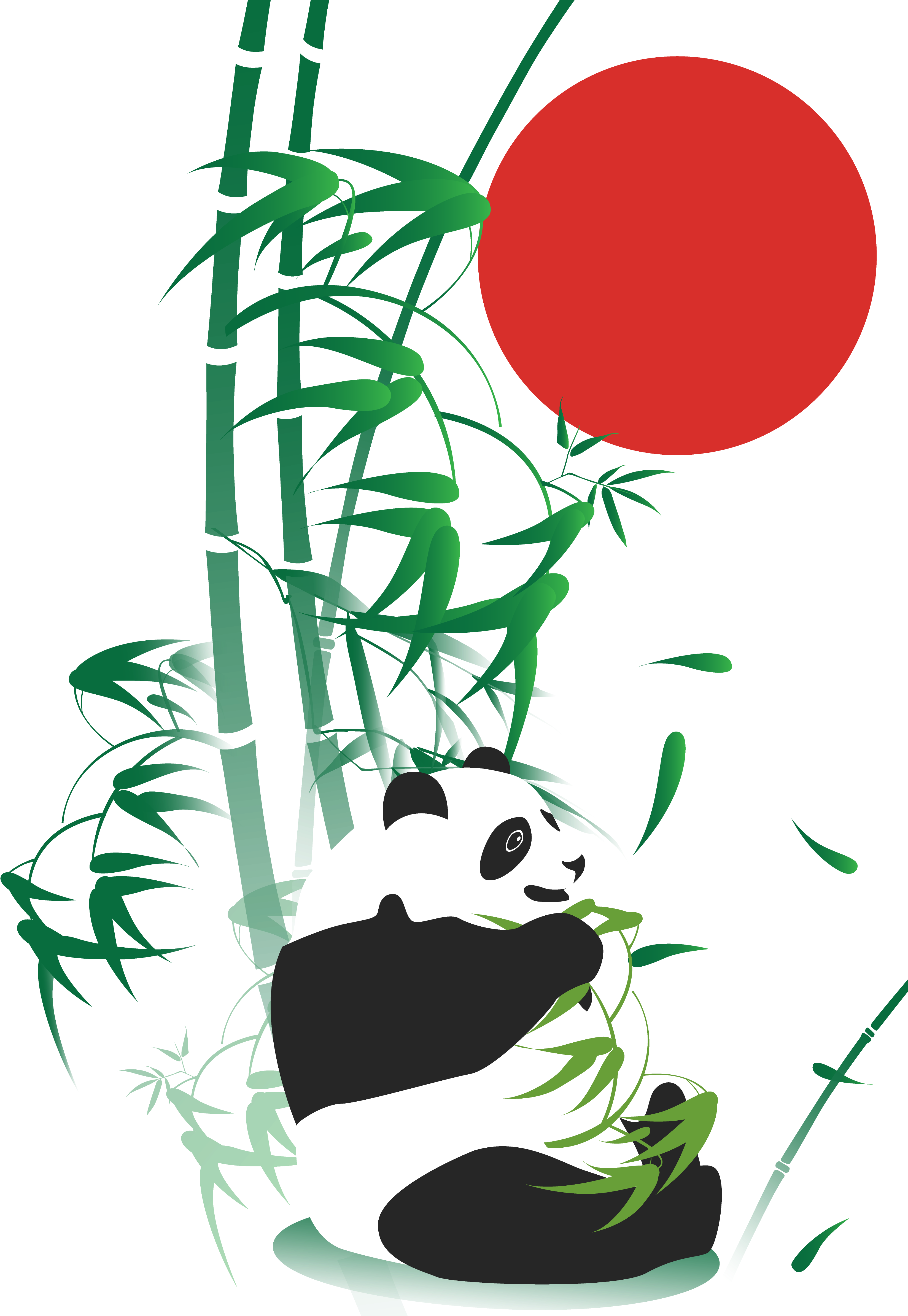 Giant Panda Bamboo Drawing Adobe Illustrator - Panda Bamboo Drawing (3422x5141), Png Download