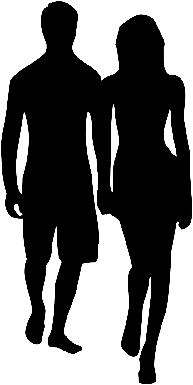 Couple Holding Hands Outline (500x956), Png Download