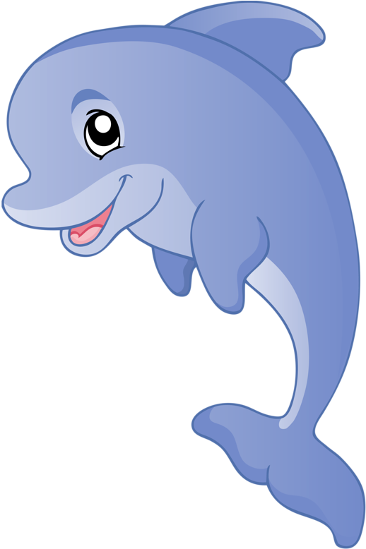Clipart Shark Dolphin - Dolphin Cartoon (534x800), Png Download