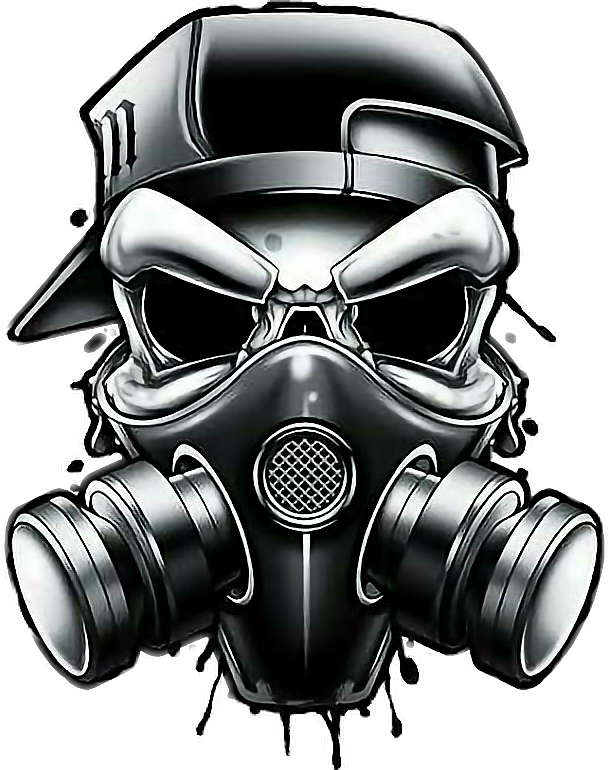 Download Graffiti Skull Gangster - Skull With Gas Mask Drawing PNG