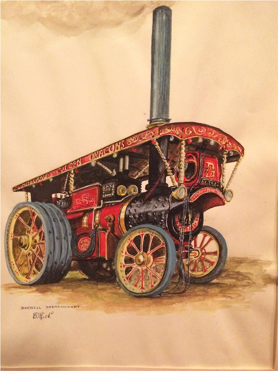 Burrell General Purpose Engine 4053 Watercolor Of The - Watercolor Painting (1400x1400), Png Download