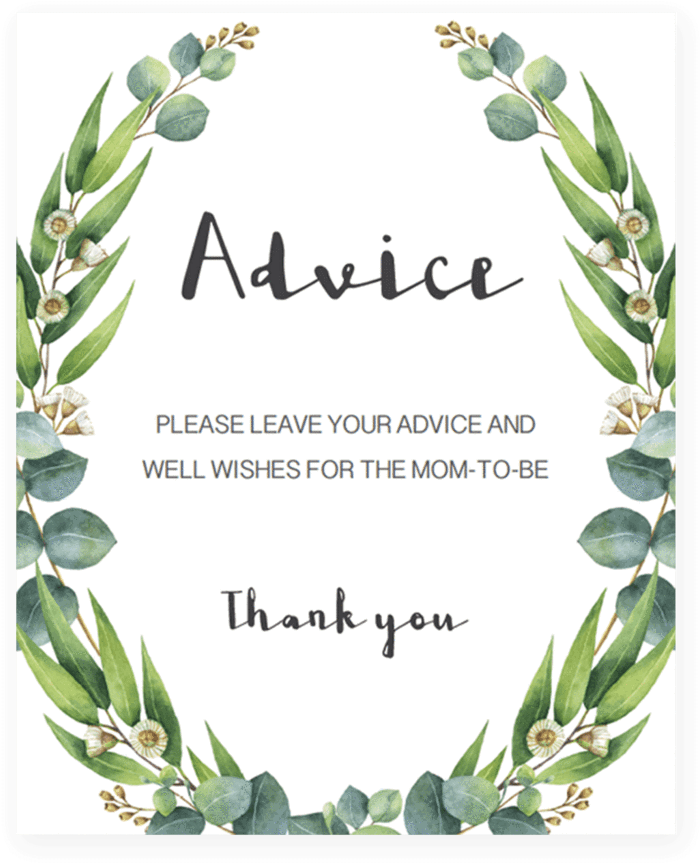 Green Leaves Wreath Baby Shower Decor Printable By - Baby Shower (819x1024), Png Download