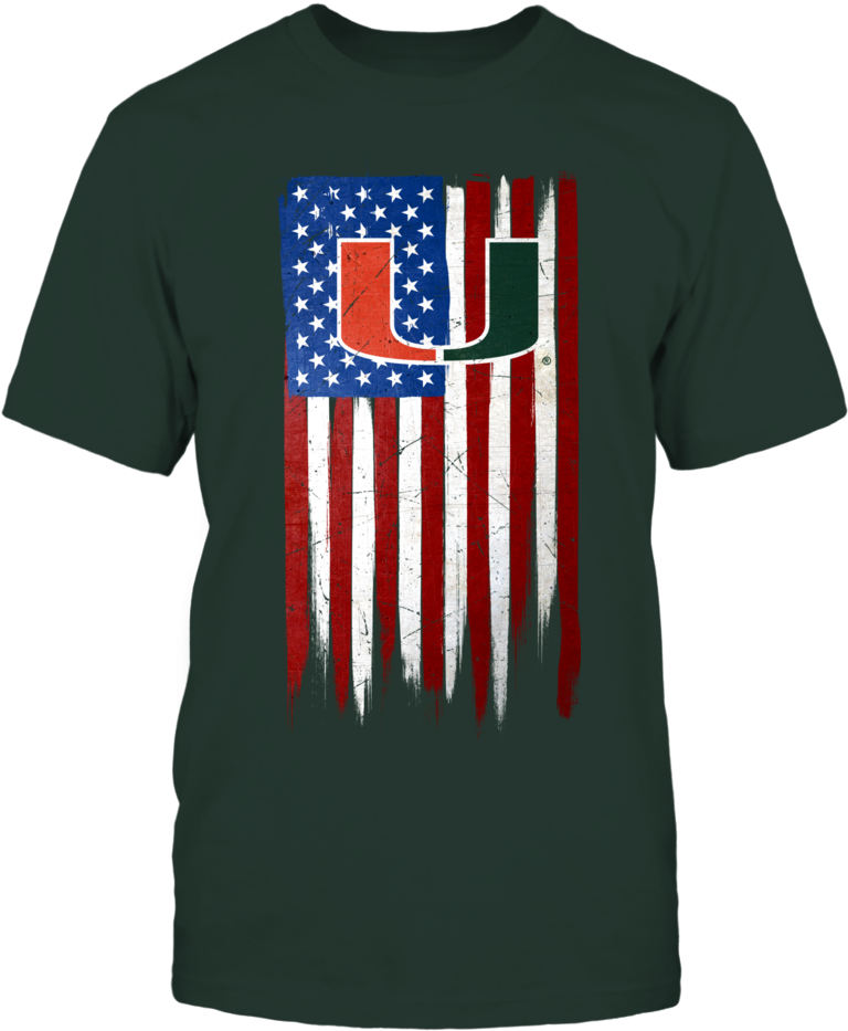 Grunge American Flag Miami Hurricanes T Shirt - Ninja Warrior Shirt (1000x1000), Png Download