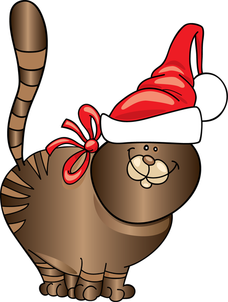Kittens Clipart Christmas Santa - Cat Christmas Clip Art (453x600), Png Download