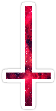 "90's Grunge Red Nebula Galaxy Space Upside Down Cross - Galaxy (375x360), Png Download