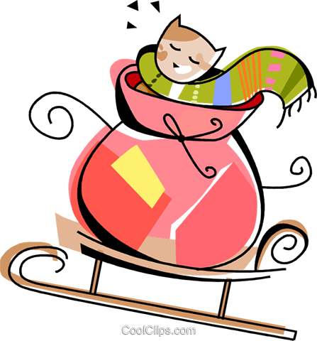 Santa's Sleigh Filled With Toys Royalty Free Vector - Clip Art (447x480), Png Download