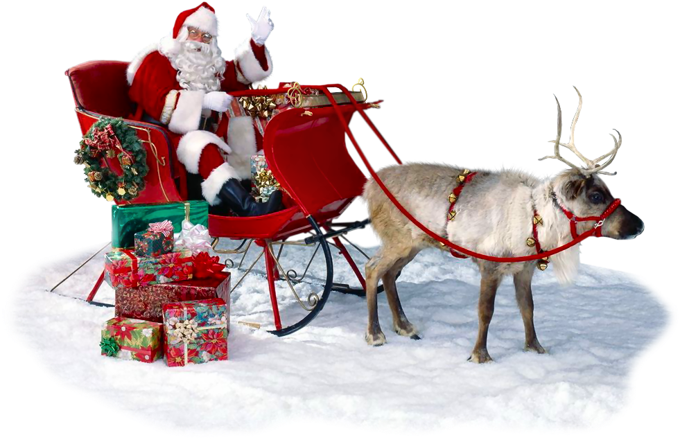 Free Santa Sleigh Silhouette Png - Christmas Santa Images Real (1024x768), Png Download