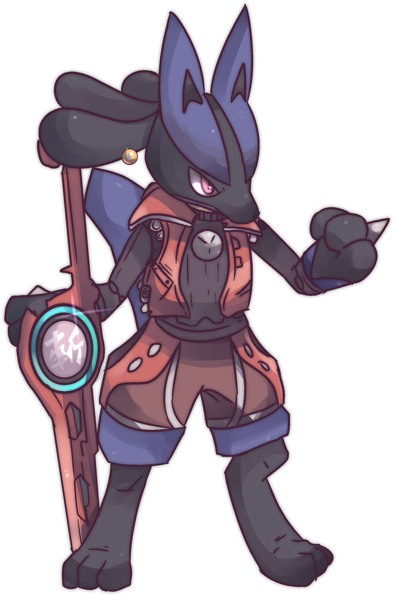 Pokémon X Xenoblade Custom Shulk-clad Lucario 157th - Shulk And Lucario (1269x1920), Png Download
