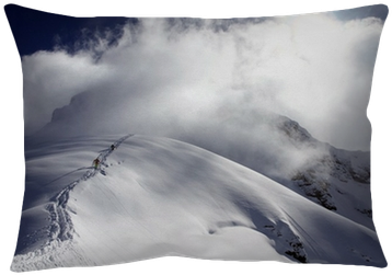Skiers Climbing A Snowy Mountain Throw Pillow • Pixers® - Snow Backcountry (400x400), Png Download