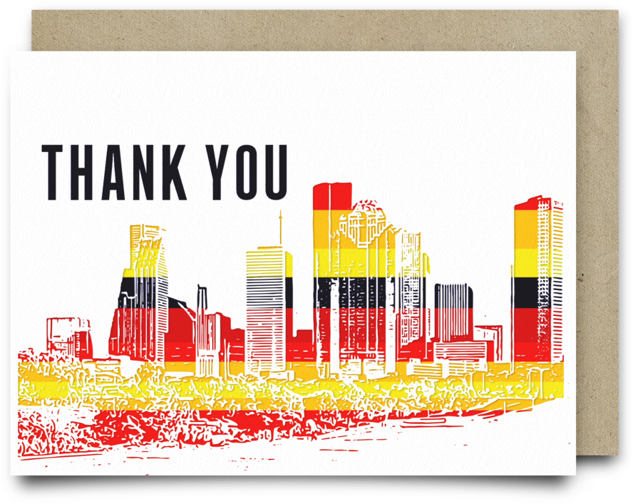 Houston Skyline Thank You Card - Houston (1000x1000), Png Download