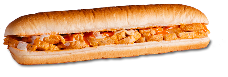 Tomatoes Buffalo Chicken Seasoned Chicken Breast, Buffalo - Chicken Sub Sandwich Png (757x280), Png Download