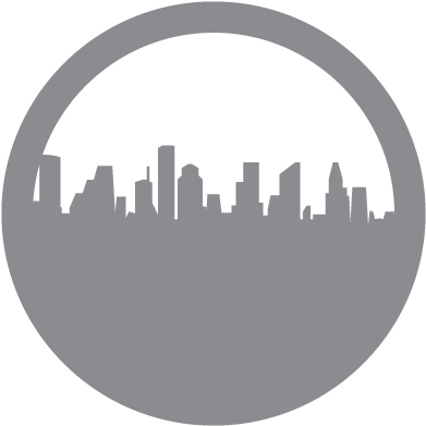 In The Heart Of America's Energy Corridor, Asmi Leverages - Houston Skyline In Circle (400x400), Png Download