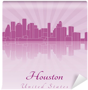 Houston Skyline In Purple Radiant Orchid Wall Mural - Houston (400x400), Png Download