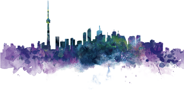 Click And Drag To Re-position The Image, If Desired - Toronto Skyline Watercolor (600x480), Png Download