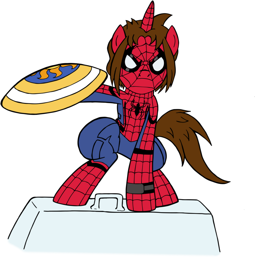 #1127884 - Artist - Edcom02, Artist - Jmkplover, Captain - Spiderman Civil War Pony (892x1024), Png Download