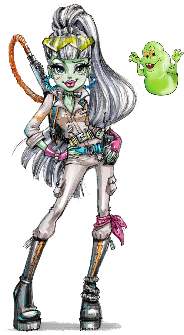New Artwork - Monster High Frankie Ghostbuster (654x1153), Png Download
