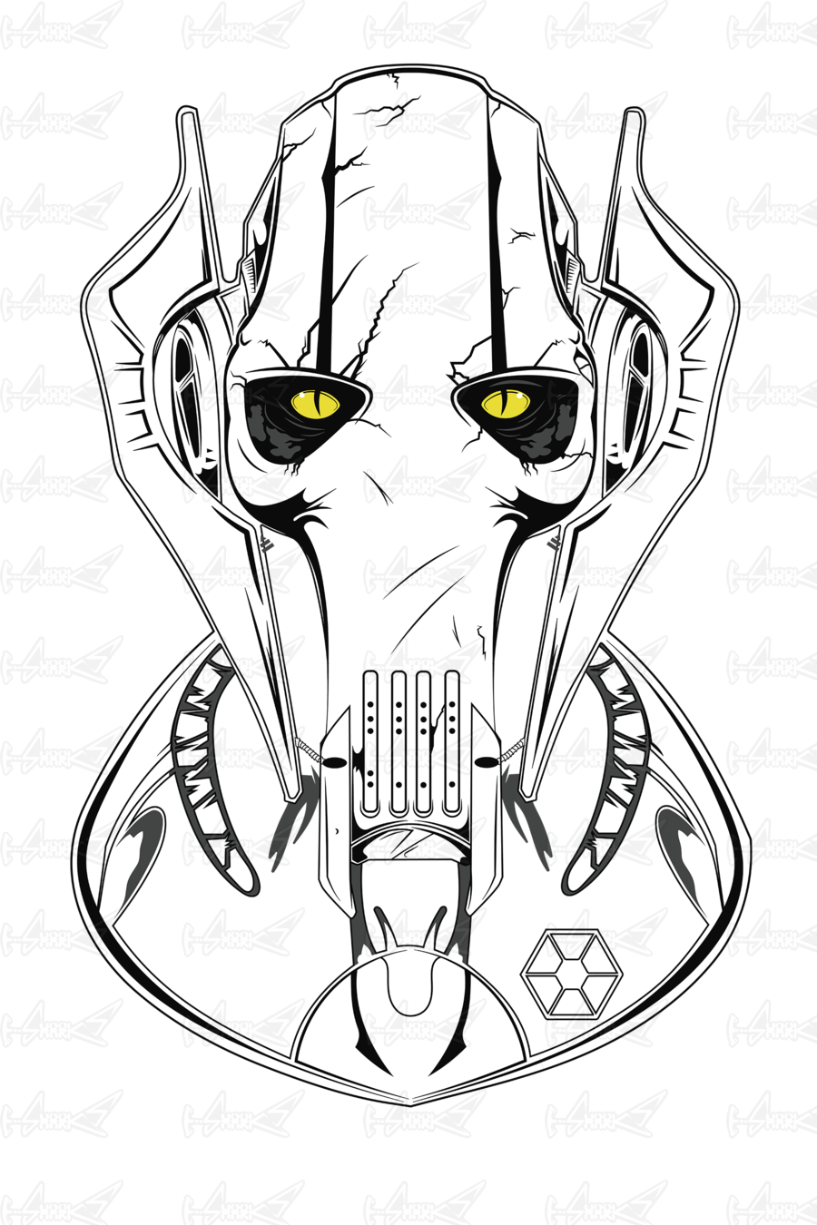 General Grievous - General Grievous Line Drawing (900x1350), Png Download