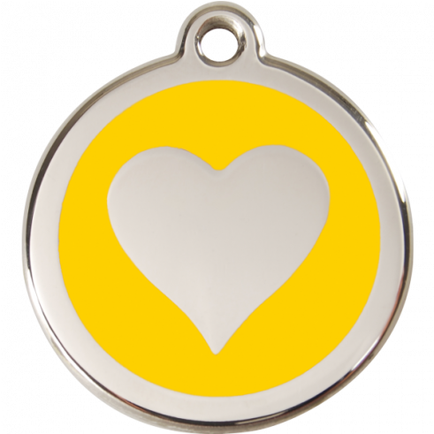 Yellow Heart 38mm Pet Tag By Red Dingo - Red Dingo Heart Cat Id Tag - Yellow (516x490), Png Download