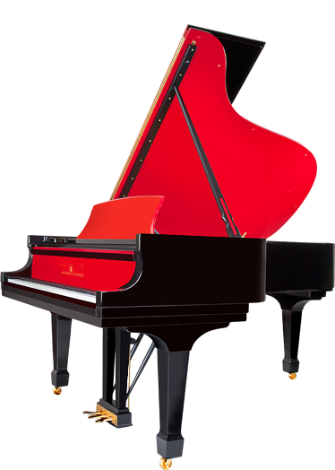 Beethoven Drawing Grand Piano Png Royalty Free Library - Black And Red Grand Piano (374x524), Png Download