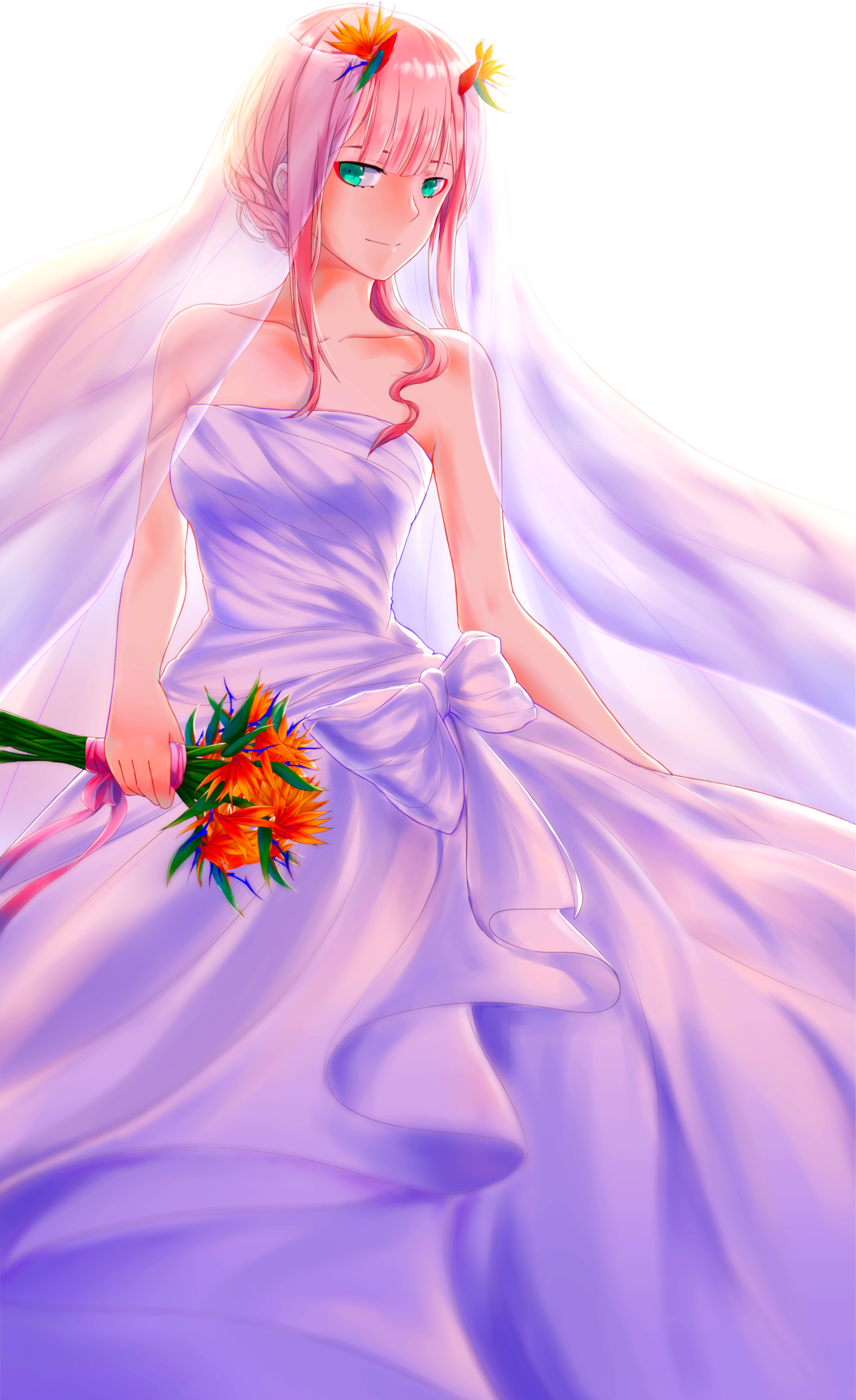 View Samegoogleiqdbsaucenao Zero Two Wedding Dress (1713x2800), Png Download