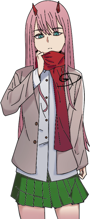 Fan Artzero Two - Darling In The Franxx Png (373x917), Png Download