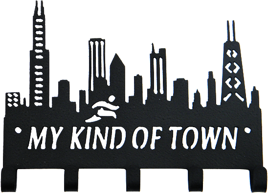 Chicago Skyline My Kind Of Town 5 Hook Black Medal - My Kind Of Town Chicago (570x400), Png Download