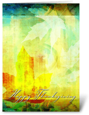 Abstract Leafs Thanksgiving Card Greeting Card - Thanksgiving Leaf Collage- Card (350x396), Png Download