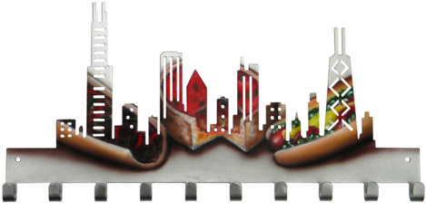 Chicago Skyline Custom Painted Italian Beef Pizza Hot - Chicago (560x224), Png Download