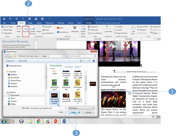 Add A Picture To A Newsletter In Word - Windows 7 (580x462), Png Download