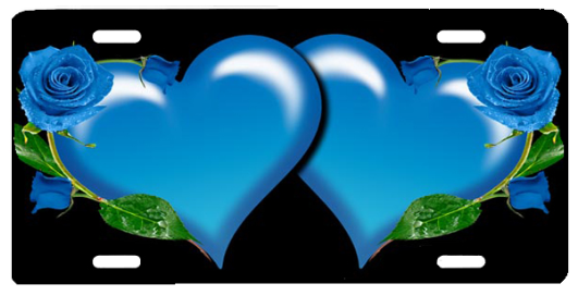 Blue Hearts And Roses (600x400), Png Download