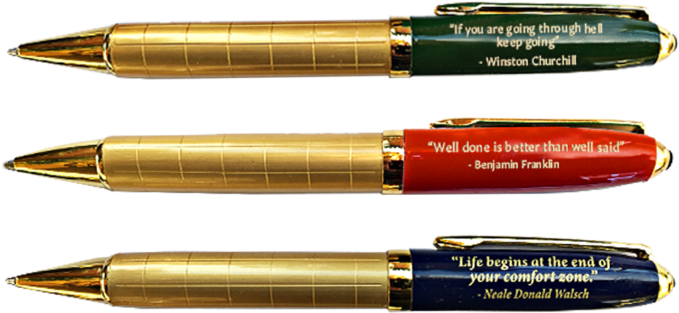 Red Blue Green Pens Laying Down - Brass (1000x491), Png Download