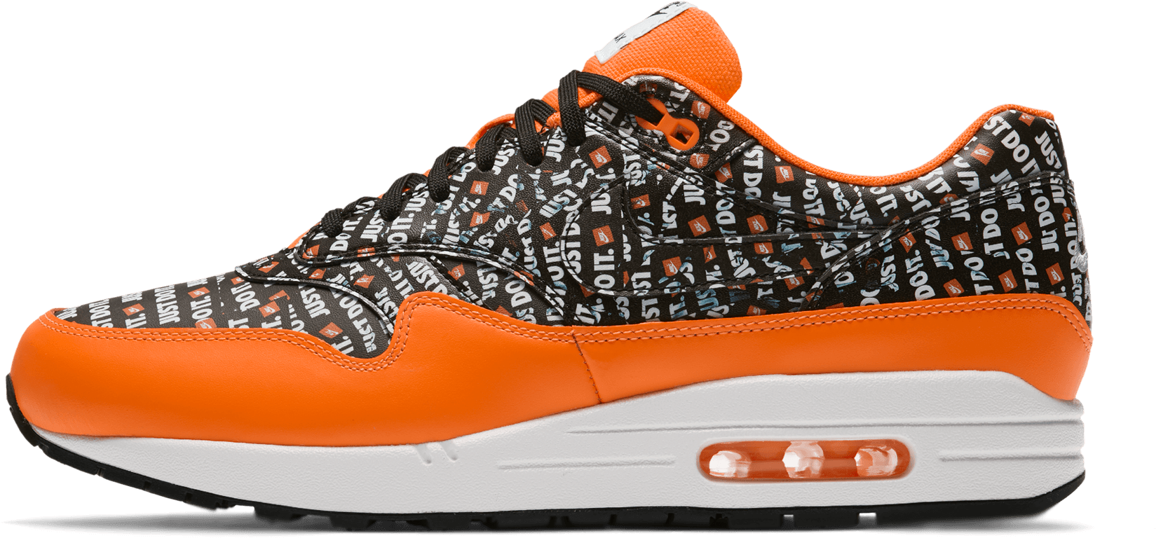 Air Max 1 Prm Just Do It Black / Total Orange / White - Shoe (2000x2000), Png Download