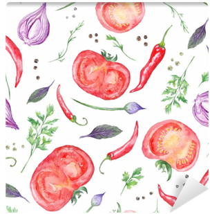 Tomato And Spices Fresh Watercolor Background Wall - Spice (400x400), Png Download