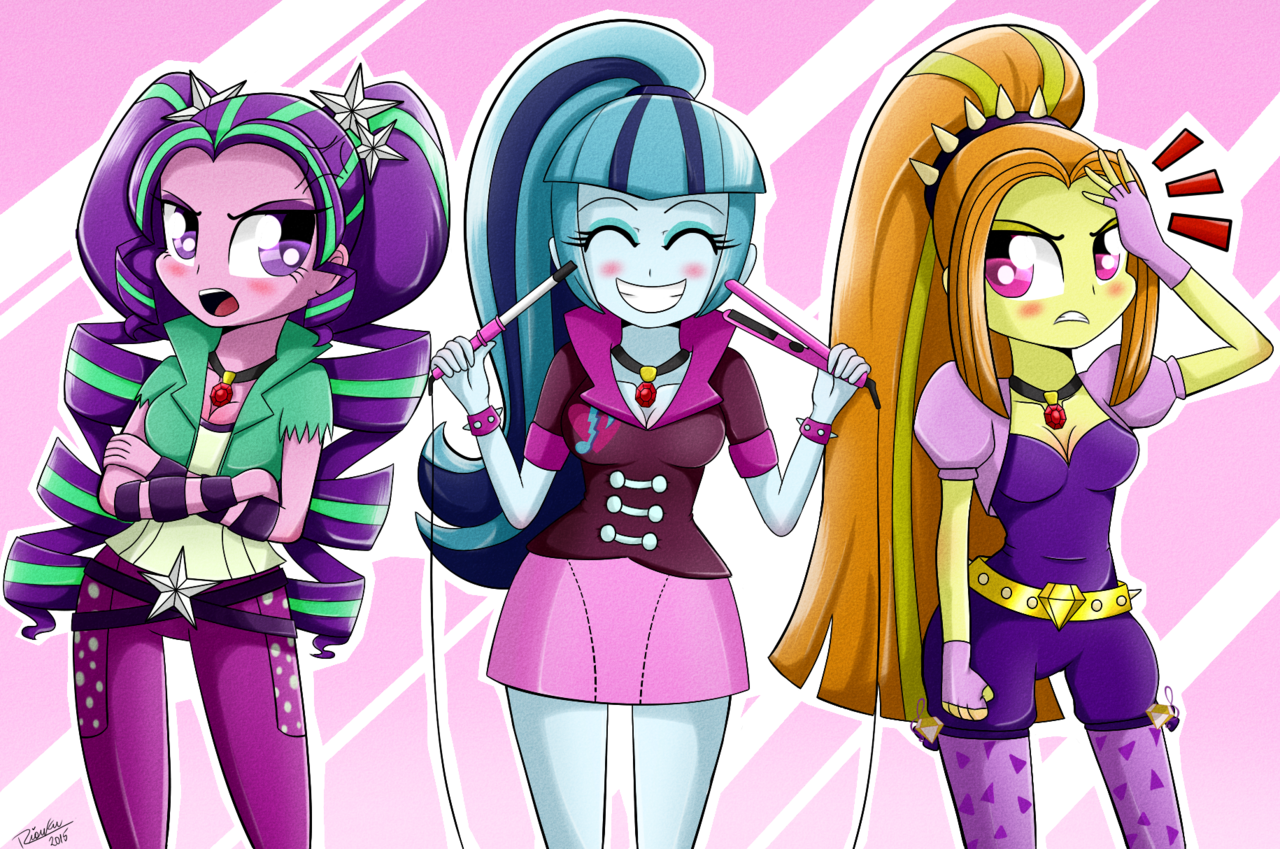 Adagio Dazzle, Alternate Hairstyle, Aria Blaze, Artist - Mlp The Dazzlings Anime (1280x849), Png Download