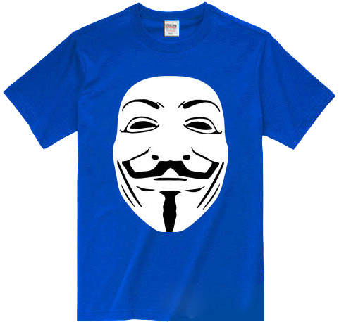 Anonymous Mask Blue T-shirt Larger Image - Guy Fawkes Mask (500x500), Png Download