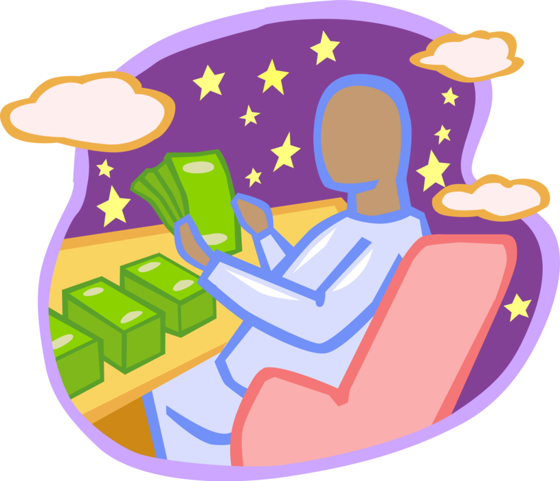 Vector Illustration Of Businessman Counts Stacks Of - Stock (815x700), Png Download