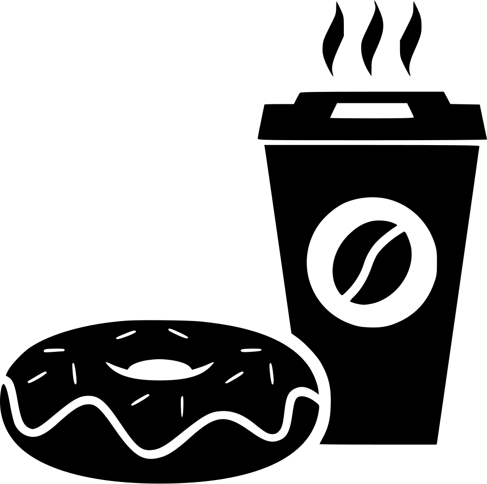 Donut Bakery Doughnut Coffee Paper Cup Hot - Coffee And Donut Icon (980x974), Png Download