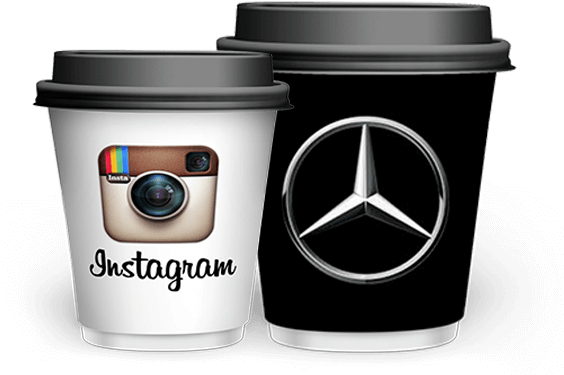 Custom Printed Paper Cups - Mercedes Benz (1920x528), Png Download