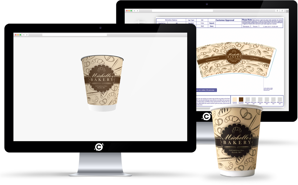 Cupprint Upload Your Artwork For Printed Coffee Cups - Design (1318x800), Png Download