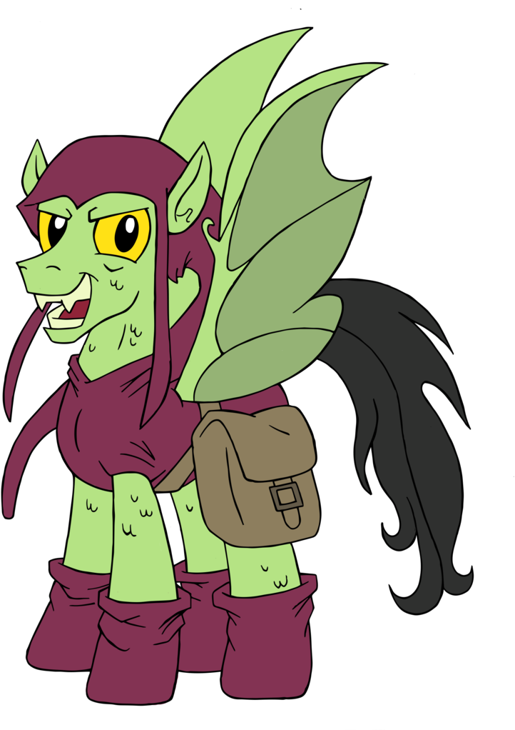 #917057 - Artist - Edcom02, Artist - Jmkplover, Bat - Green Goblinpony (911x1024), Png Download