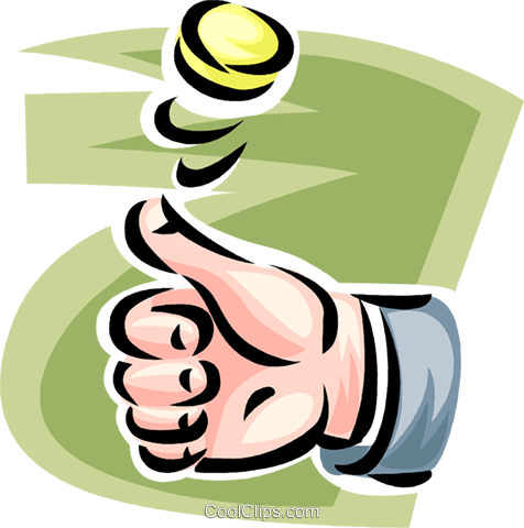 Hand Flipping A Coin Royalty Free Vector Clip Art Illustration - Münze Clipart (476x480), Png Download