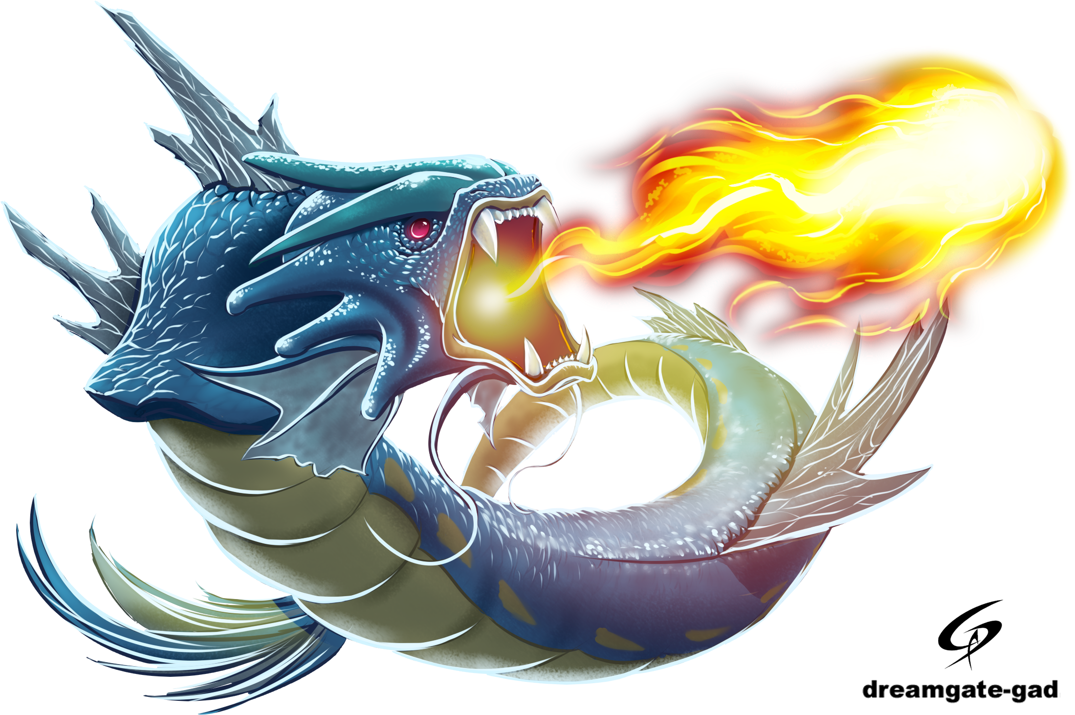 Gyarados Used Dragon Rage By Dreamgate Gad - Gyarados Png (2362x1535), Png Download