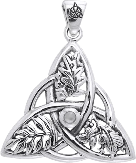 White Bronze Oak Ash Thorn Triquetra Pendant - Sterling Silver & Moonstone Oak, Ash, Thorn Triquetra (555x555), Png Download