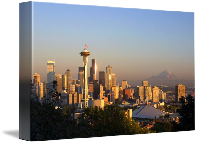 Picture Stock Seattle Skyline On - Seattle (650x473), Png Download
