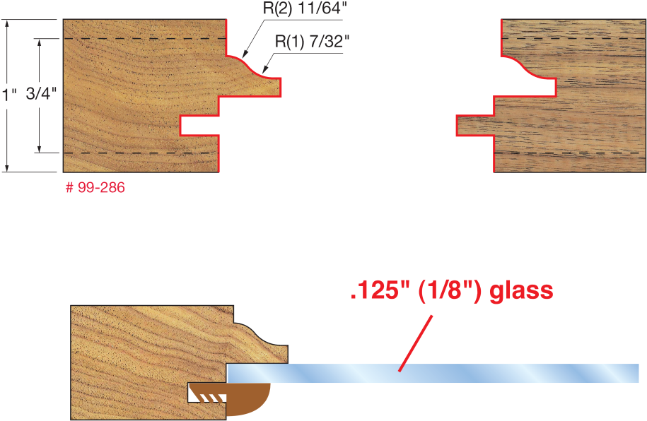 Freud® 99 286 Glass Panel Cabinet Door Router Bit Set - Freud 99-286 2 In. (dia.) Glass Panel Cabinet Door (1000x1000), Png Download