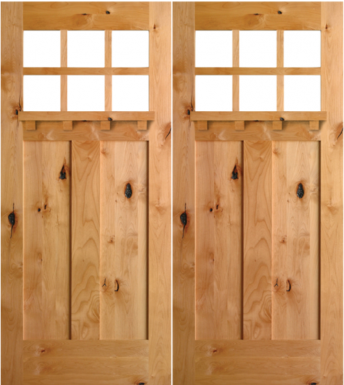Krosswood Knotty Alder 6 Lite 2 Panel Craftsman Door - Krosswood Doors 68.5 In.x97.625 In. Craftsman Knotty (500x700), Png Download
