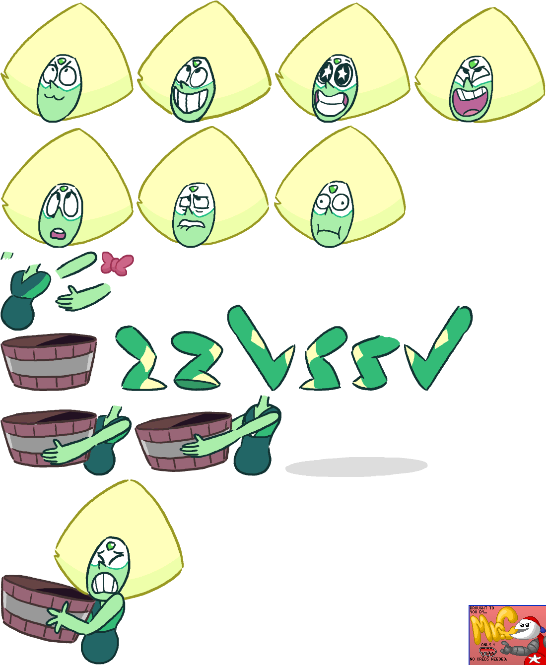 Click For Full Sized Image Peridot - Steven Universe Sprite Sheet (1100x1340), Png Download