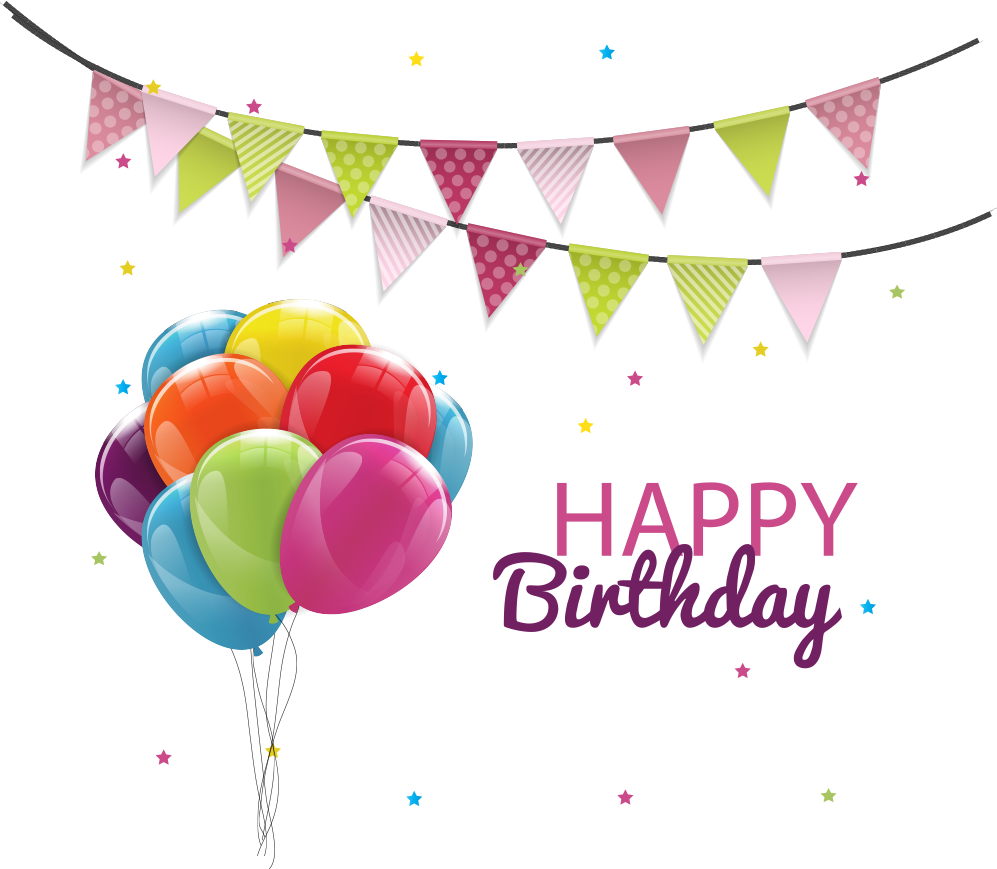 Birthday Cake Balloon Party - Happy Birthday Balloons Png (997x869), Png Download